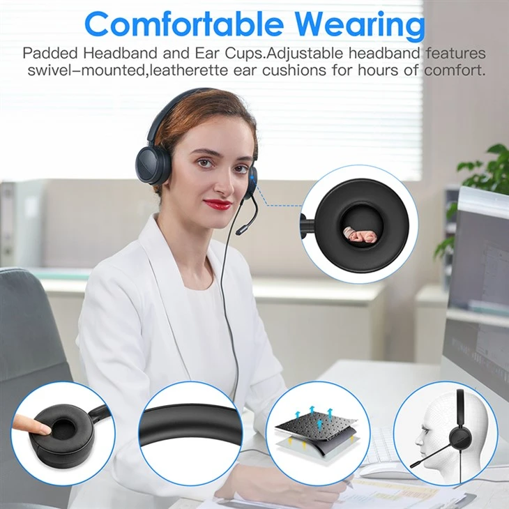 Over-ear USB Wired Office Computer Headset Over-ear USB Wired Office Computer Headset