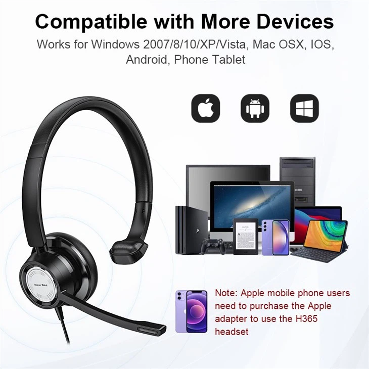 Single Ear Wired Headset With Mic For Laptop