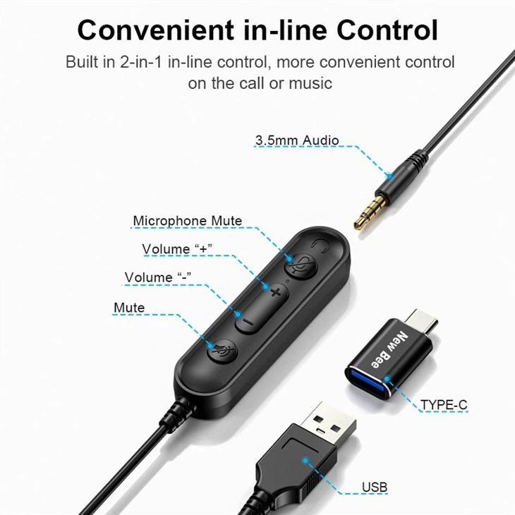 Single Ear Wired Headset With Mic For Laptop